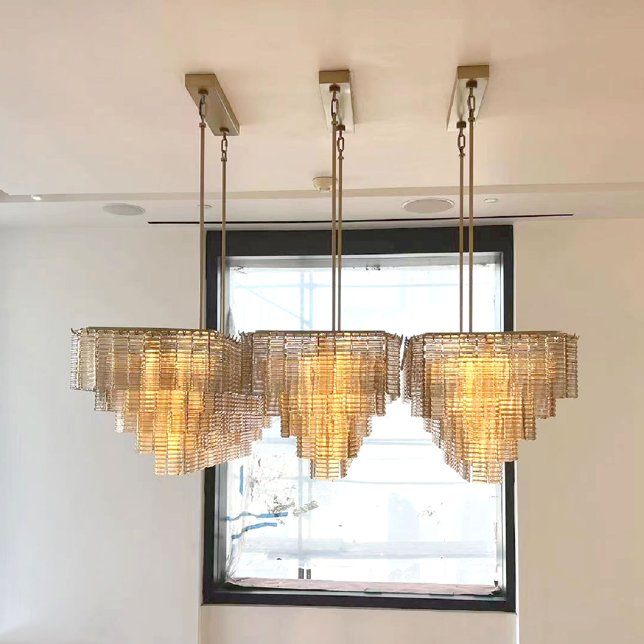 Nordic Decorative Modern Style LED  Lamp Lighting Round Crystal Pendant Luxury Design Hanging High Ceilings Indoor Chandelier