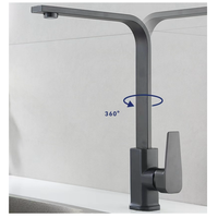 Robinet de cuisine moderne noir brossé électroplaqué, tube carré, mitigeur chaud/froid à poignée unique pour évier, avec cartouche céramique