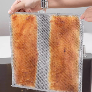 Éponges à vaisselle multifonctionnelles tout usage en fil d'acier, chiffons de nettoyage anti-rayures, éponges à récurer en fil d'acier double couche - Product Image 6