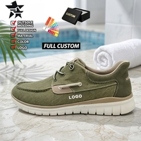 Chaussures bateau en toile pour hommes entièrement personnalisables, avec empeigne en tissu respirant, semelle légère et souple, à lacets, décontractées, pour la marche, avec amorti et semelle épaisse