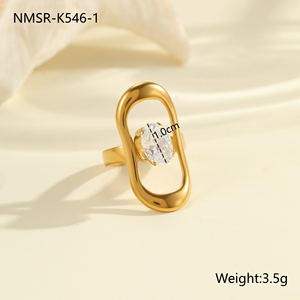 Set di Anelli in Acciaio Inossidabile Moderno e Minimalista Placcato Oro 18K Geometrico Cavo con Zircone Bianco Anello Aperto per Tutti i Giorni - Product Image 5