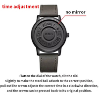 Reloj deportivo cronógrafo de cuarzo de lujo para hombre con puntero de desplazamiento creativo y banda de cuero de fuerza magnética