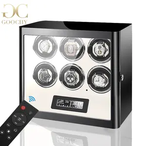 Premium 6 Watch Winder With Fingerprint Lock Quite Mabuchi Motor LCD Touch Screen 12 O'clock Rotor Stop Position L85BW-L-AR