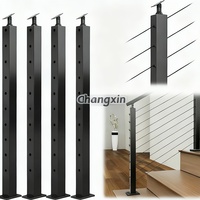 Système de poteaux de garde-corps en acier inoxydable noir facile à installer, balustrade préfabriquée en câble métallique pour terrasse extérieure et escalier