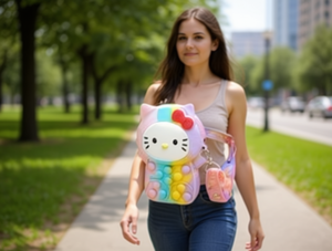 Sac bandoulière en silicone motif chaton avec design anti-stress Pop Fidget pour femmes - Product Image 2