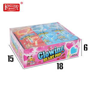 Sucettes en forme de cœur lumineuses, bonbons durs multicolores aux saveurs fruitées, bonbons en bâtonnets fruités, emballage en boîte, bonbons durs multicolores - Product Image 3