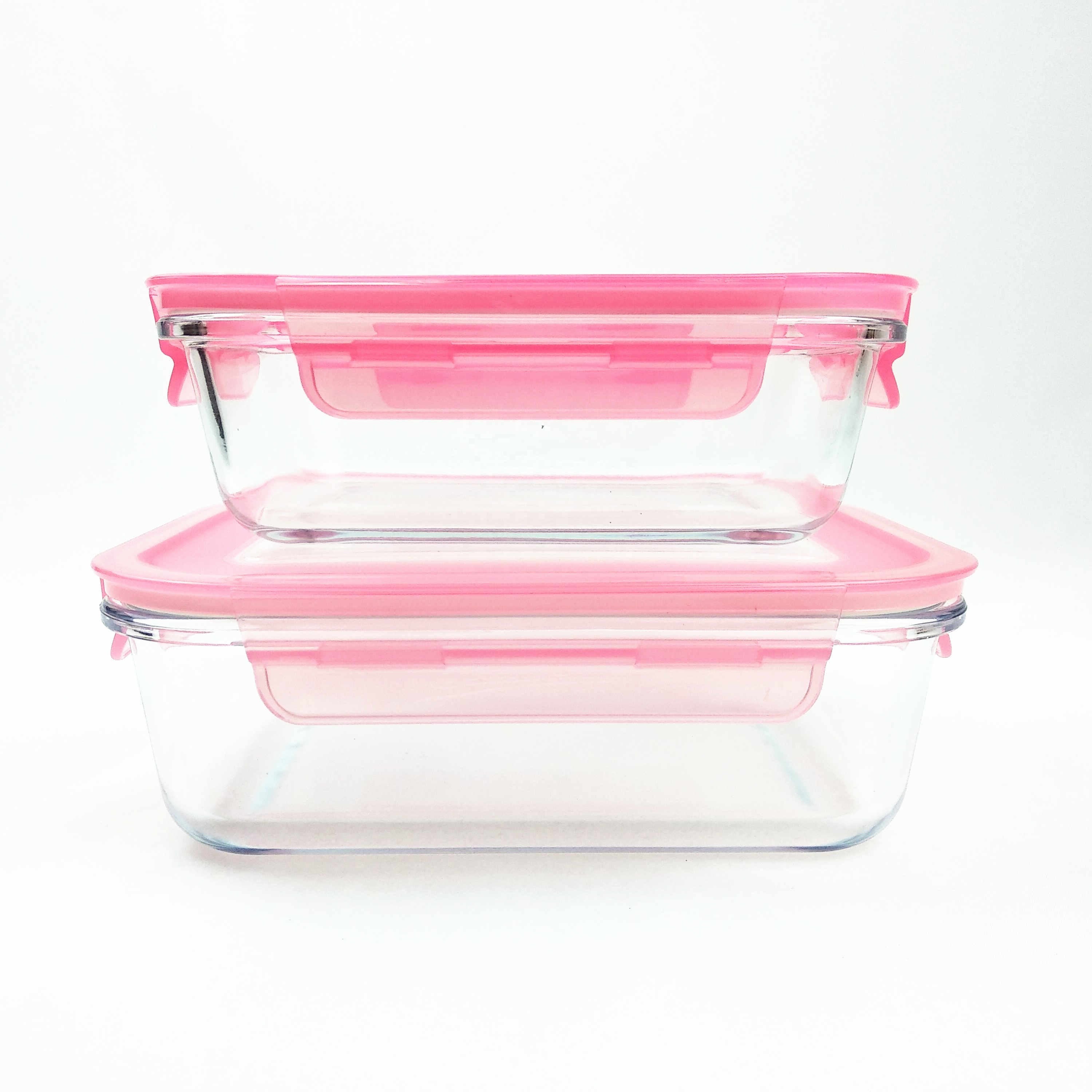 Écologique anti-Fuite Micro-ondable Rect Verre Alimentaire Gardien Boîte de Conteneur de Stockage Avec Pp Couvercle De Couleur