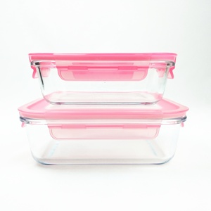Écologique anti-Fuite <span class=keywords><strong>Micro</strong></span>-<span class=keywords><strong>ondable</strong></span> Rect Verre Alimentaire Gardien Boîte de Conteneur de Stockage Avec Pp Couvercle De Couleur - Product Image 3