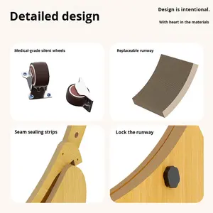 Neu Verbessertes Geräuschloses Interaktives Holz-Katzenlaufband mit Klettergerüst und Laufrad für Haustier-Fitness - Product Image 2