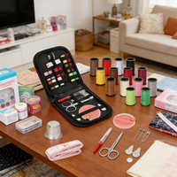 JP Kit d'outils de couture ménagers portables 10 pièces à la mode ensemble de couture en cuir de forme carrée en tissu