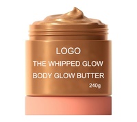 ODM/OEM le beurre corporel éclatant WHIPPED GLOW 240g, crème hydratante chatoyante pour femmes, tous types de peau