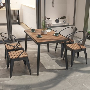 Venta al por mayor moderno industrial de metal al aire libre muebles silla patio jardín restaurante comedor mesas y sillas conjunto - Product Image 6