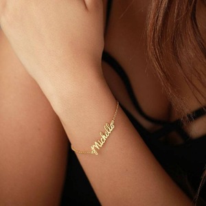 Personalizzato 18K <span class=keywords><strong>oro</strong></span> placcato in acciaio inox bracciale personalizzato nome personalizzato per <span class=keywords><strong>adulti</strong></span> e bambini anniversari regalo - Product Image 3