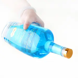 Botol mini buram mewah 50 ml botol persegi minuman keras hijau bening wiski vodka tequila dengan tutup 750 ml 1000 ml