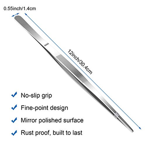 Pince de cuisine professionnelle en acier inoxydable de 12 pouces, à pointe large et dentelée, pour la cuisson - Product Image 3