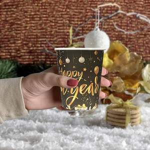 Vasos de Papel Desechables Impresos Personalizados para Llevar, Vasos de Papel de Pared Simple para Café Caliente, Té con Leche, con Tapa - Product Image 3