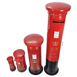 Boîte aux lettres ER ROYAL Mail Post Box, style cylindrique, en métal, rouge, pour décoration de sol, maison et jardin - Product Image 1