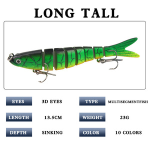 Señuelo de Pesca Luya de Largo Alcance, 13.5 cm, 23 g, Modelo Popular Transfronterizo, Señuelo Artificial Rígido Multisegmentado de Plástico con Anzuelos - Product Image 3