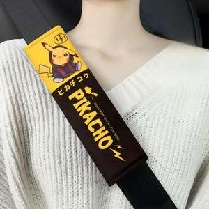 Pikachu Anti-Sliding Neck Car Safety Belts Cinturón <span class=keywords><strong>de</strong></span> seguridad <span class=keywords><strong>de</strong></span> dibujos animados Correas <span class=keywords><strong>de</strong></span> hombro con cubierta para fines <span class=keywords><strong>de</strong></span> seguro - Product Image 1