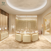 Vitrine de présentation de bijoux de luxe en acier inoxydable et verre/contreplaqué avec éclairage LED, présentoir écologique