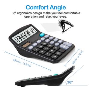 Standard Function Electronic Calculators 14 Digit <b>Large</b> LCD Display Handheld <b>Desk</b> Calculator Solar/Battery Powered Plastic ABS - Product Image 2