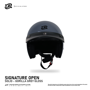 El casco retro de media cara JP Signature en gris gorila brillante combina el icónico diseño abierto con una elegante durabilidad. - Product Image 4