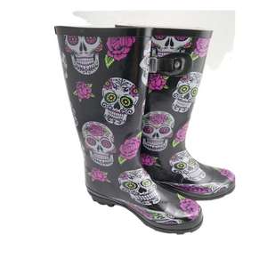 <span class=keywords><strong>Bottes</strong></span> <span class=keywords><strong>de</strong></span> <span class=keywords><strong>pluie</strong></span> en caoutchouc pour femme, nouveau Design <span class=keywords><strong>de</strong></span> mode Unique, imprimé crâne, Offre Spéciale - Product Image 3