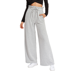 New Arrivals 2020 <strong>Women</strong> Casual High Waist Wide Leg French Terry Palazzo Sweat Pants - Product Image 1