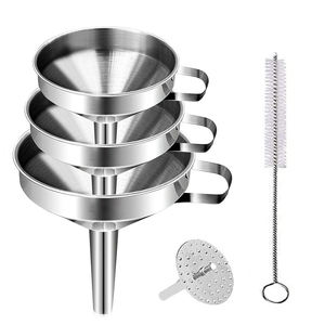 <span class=keywords><strong>Metal</strong></span> 3pcs Funis Grande Médio Pequeno Grau Alimentar Mini Aço Inoxidável Funil para Cozinha Uso Enchimento Garrafas Flask Cozinhar - Product Image 1