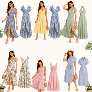 Robe midi coréenne simple unie sans bretelles à manches bouffantes pour femme, taille naturelle, style décontracté de fête, avec ourlet à volants - Product Image 1