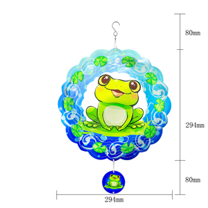 Molinillos de Viento Metálicos de 12 Pulgadas, Decoración de Jardín, Molinillo de Viento con Ilusión Holográfica 3D, Molinillo de Viento con Diseño de Ranas - Product Image 2