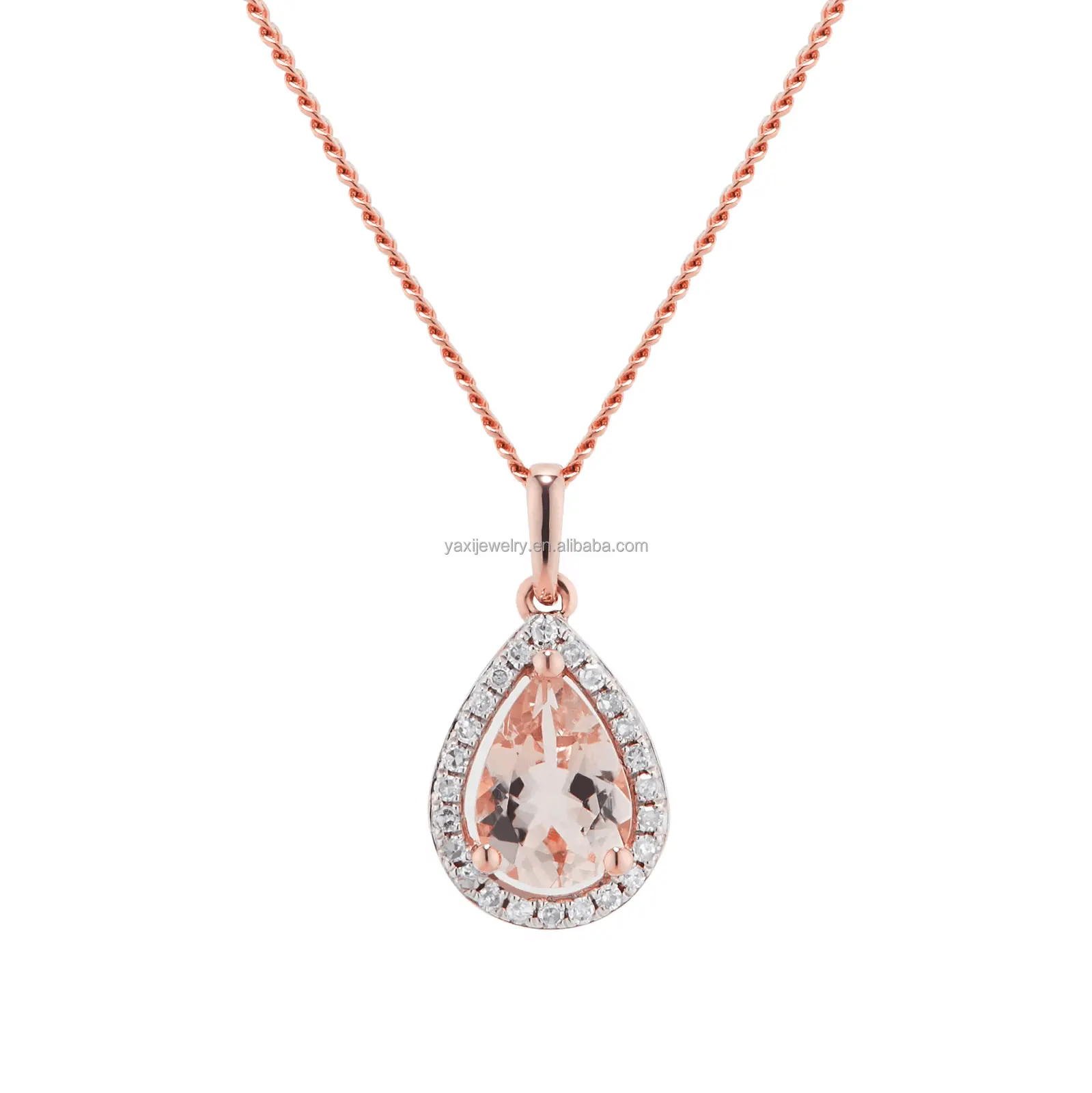 Collana di fascia alta personalizzata 925 in argento Sterling/oro massiccio personalizzabile in fabbrica di gioielli con ciondolo a forma di pera per donna uomo