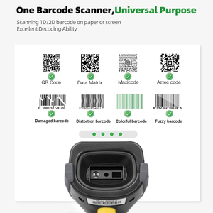 Mạnh mẽ quét 2.4G không dây <span class=keywords><strong>Bluetooth</strong></span> <span class=keywords><strong>2D</strong></span> Máy quét mã vạch với sạc cơ sở và hiển thị điện cho siêu thị kho - Product Image 4
