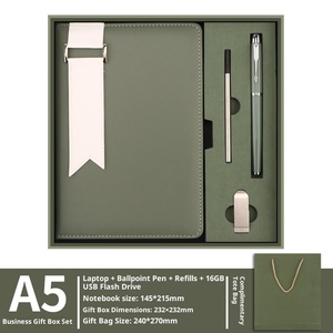 Corporate Best-selling Design Souvenir Gift Set Embossed Printing Custom Color Stainless Steel Office Journal Pen USB Gift