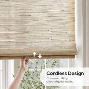 AX طبيعي لاسلكي جاوت كتان خيزران منسوج تقليدي عادي روماني ظلال سهلة التركيب مطبخ داخلي ستائر للنوافذ - Product Image 5