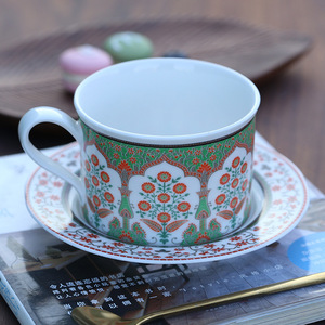 Ensemble tasse et soucoupe à café <span class=keywords><strong>vintage</strong></span> en <span class=keywords><strong>porcelaine</strong></span> à motifs floraux ethniques, vaisselle multicolore en <span class=keywords><strong>porcelaine</strong></span> fine - Product Image 3