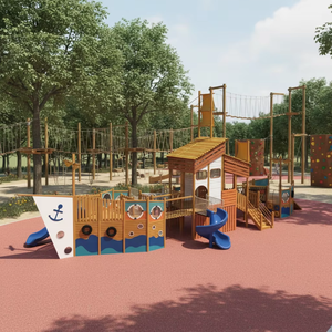 ملعب سفينة القراصنة للأطفال، معدات خارجية للأطفال، قارب للتمارين والترفيه، ملعب خشبي للراحة - Product Image 6