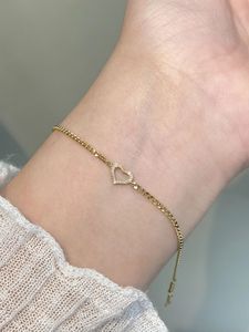 Xinfly 18K Gold and Natural Diamond Cuban Chain Heart Pendant <b>Cute</b> Jewelry <b>Bracelet</b> for Ladies Party and Daily Wear - Product Image 5