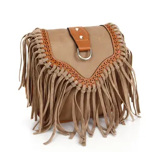 2023 богемная модная женская сумка на одно плечо с бахромой кожаная сумка через плечо в стиле ретро Женская сумка через плечо в цыганском стиле