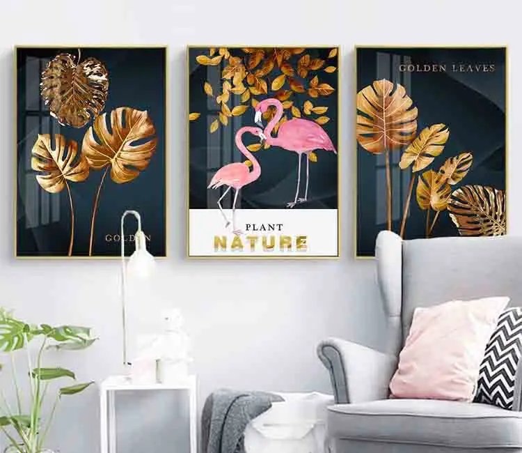 Design abstrait moderne Feuille d'or Art mural Vente en gros Toile étirée Peinture Taille personnalisée pour la décoration intérieure Type imprimé