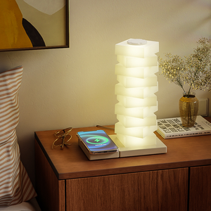 Thiết kế bằng sáng chế Đèn đầu giường đầy màu sắc thay đổi độ sáng bảng LED Đèn bàn thông minh với 15 Wát sạc không dây - Product Image 3