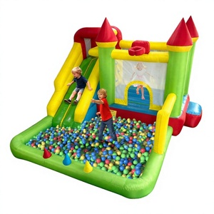 Château gonflable commercial en PVC avec piscine à balles et toboggan, centre de jeux pour location de fêtes et événements en plein air - Product Image 3
