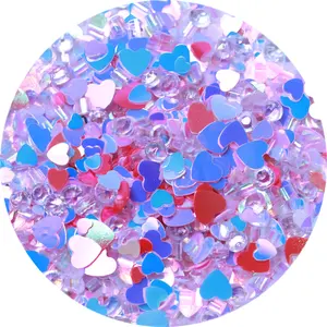 사랑스러운 심장 색종이 반짝이 혼합 크기의 심장 모양 장식 조각 인공 크리스탈 클리어 다이아몬드 네일 액세서리