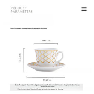 Nouvel ensemble de tasses à café en céramique européenne, motif or chaud, pour le Moyen-Orient, 6 tasses et 6 soucoupes, pour le thé de l'après-midi - Product Image 6