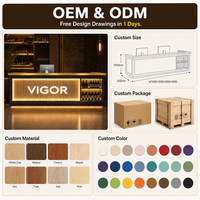 Comptoir de réception en bois en forme de L de style industriel avec éclairage LED, bureau de réception pour restaurant, café, boîte de nuit, hôtel, personnalisable
