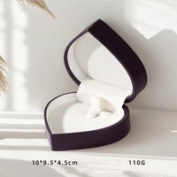 Caja de Anillo de Compromiso de Cuero de Lujo de Alta Gama, Caja de Almacenamiento con Forma de Corazón, Caja de Joyería de Cuero PU