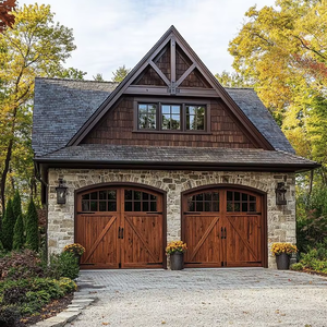 Porte de <span class=keywords><strong>garage</strong></span> sectionnelle automatique en aluminium et bois massif, moderne, durable, taille personnalisée, pour <span class=keywords><strong>garage</strong></span> de villa résidentielle - Product Image 1