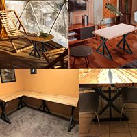 Pieds de table en forme de X en acier et fonte de style industriel moderne pour cuisine, salle à manger extérieure, mobilier de bureau