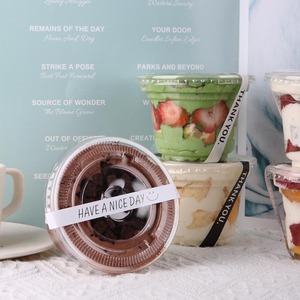 Vaso desechable de plástico transparente de 8oz para bebidas y postres con tapa, contenedor Boba de Material <span class=keywords><strong>PP</strong></span> para helado, platillos de jugo de té de burbujas - Product Image 3