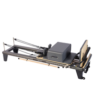 Reformer de Pilates de Aluminio con Riel Completo y Resistencia Ajustable, Equipo de Estudio de Pilates con Estructura Duradera y Sistema de Deslizamiento Suave